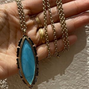 Kendra Scott Turquoise with Tassel Gold Tone Necklace
